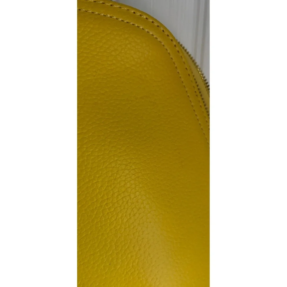 Joy & Iman Yellow Tan Split Leather Satchel Handbag Set with Wallet and Clock